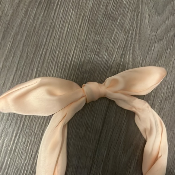 Pink satin bow and black satin flower headband - Picture 4 of 8